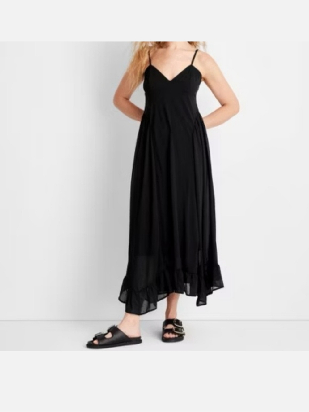 Women's Sleeveless Flutter Hem Maxi Dress - Future Collective Size Large